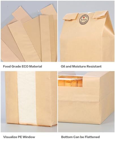 s Paper Bread Bags for Homemade Bread, Large Kraft Paper Bakery Bags 25 Pack - Bild 5 von 7