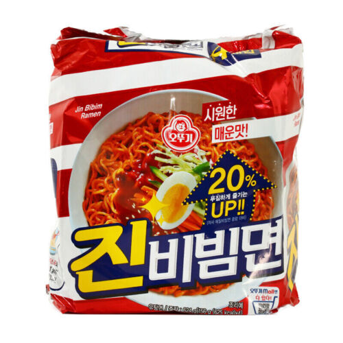 Korean Instant Hot Spicy Noodle Ramen OTTOGI JIN BIBIMMYUN 4pack Set - Picture 1 of 11