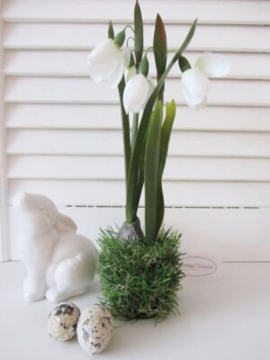 Schneeglöckchen künstlich Gras Deko Ostern Frühling