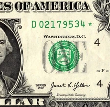 2021 D Star Note One Dollar Bill Regular Run Pack Note