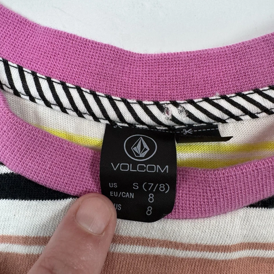 Camiseta Volcom Jóvenes Niñas Coloridas Rayas Manga Corta Talla S (7/8) Foto 3 de 4