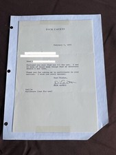 Dick Cavett Signed 1972 letter correspondence 9 3/4” X 6 3/4” Tonight Show Dick Cavett Signed 1972 letter correspondence 9 3/4” X 6 3/4” Tonight Show