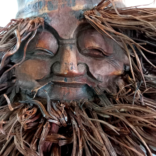 "Barba viso antica radice albero bambù intagliata a mano legno decorazione insolita 15,7"" - Foto 8 di 19