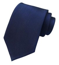 Men's Gingham Check Stripe Ties Pattern Business Formal One Size Navy Blue