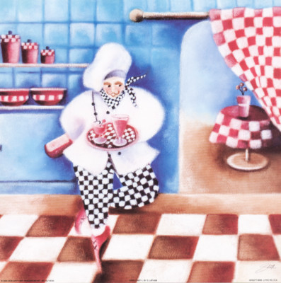 Set of 2 Tipsy Waitress II and Tipsy Chief II by S Latham  12x12