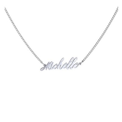 Individuelle Namenskette personalisiert Anhänger 18k Weißgold vergoldet für Damen Michel