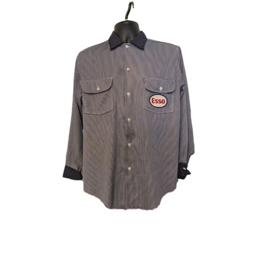 Vintage Esso Gas Service Station Mechanic Attendant Work Shirt  AS IS 1950s -60s
