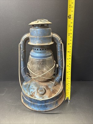Vintage Dietz No 100 NY USA Blue Lantern w/ Clear glass/ Untested