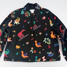 Jacqueline Lauren Whimsical Animal Print Cotton Blazer XL