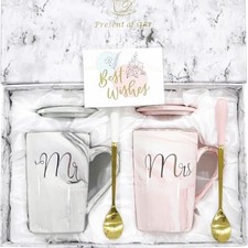 Mr and Mrs Gifts, Engagement Anniversary Wedding Gifts Mr Mrs - Pink  Grey