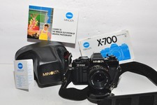  NM Minolta X-700 Black Film Camera w MD 50mm F/1.7 Lens, UV Filter, caps case