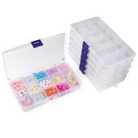 Vonsera 6X Sortierbox Kleinteile Aufbewahrung 15 FäCher Einstellbar Basteln