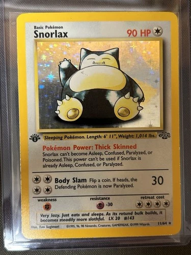 1ST EDITION 1999 Pokemon Jungle Snorlax 11/64 Holo Foil Rare WOTC