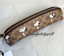 NEW Coach X Peanut Coated Canvas Snoopy Woodstock Print Pencil Case
