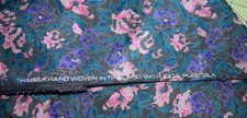 4296 1 yd Handwoven Thai Silk fabric, blue/pink floral