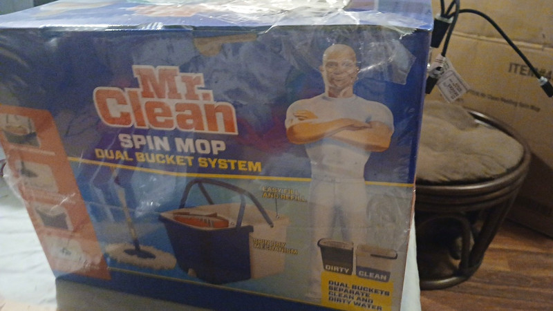 Mr Clean Spin Mop Dual Bucket System, Microfiber Head, Blue/White