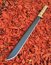 "Machete de cordón de alta resistencia hecho a mano de 27"" de acero al carbono con funda de cuero"