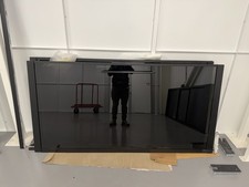 Image of 2 Spacepro Sliding Wardrobe Doors Silver Frame Panel Black Glass 2220x610mm