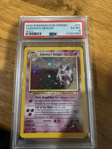 Pokémon TCG Sabrina's Gengar Gym Heroes Holo Rare 014/132 PSA 6 2000 English