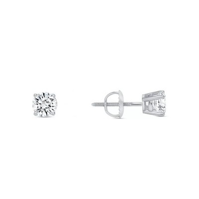 1/2 kt runde im Labor hergestellte gewachsene Diamant-Ohrringe 14 K Weißgold F/VS Korbschraube