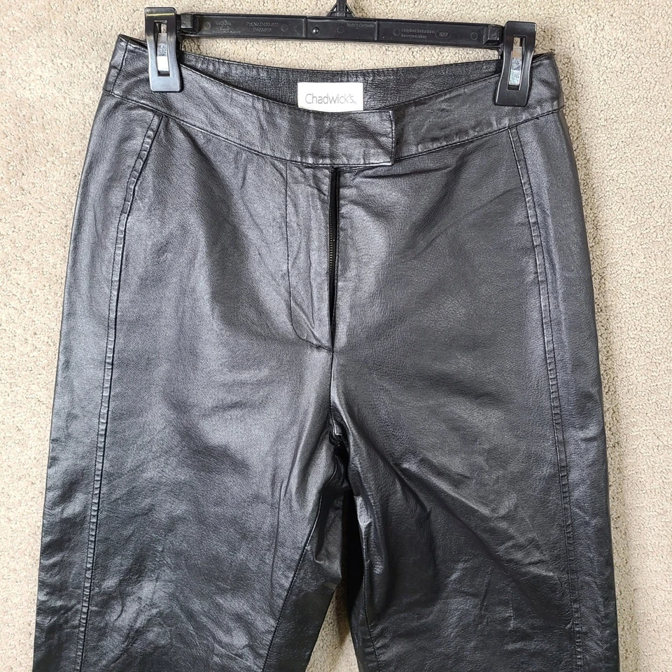 Pantalones Chadwicks Vintage Mujer 8 Cuero Negro Cintura Alta Pierna Recta Forrados Foto 2 de 4