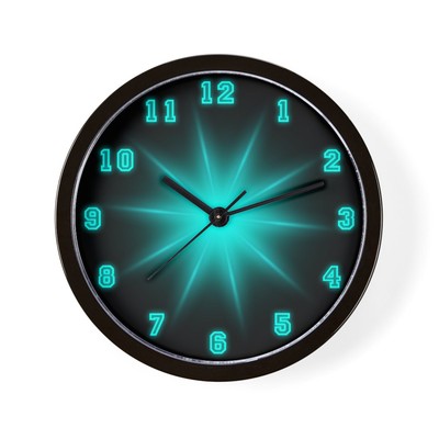 CafePress Blue Neon Star 10'' Wall Clock (441862225)