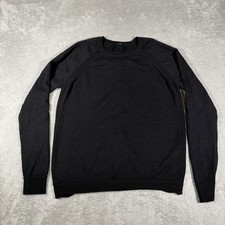 Lululemon Tied to You Sweater Womens 10 Black Merino Wool Pullover Soft Winter