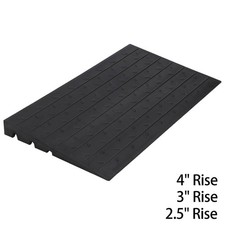 Rubber Threshold Ramp Door Ramp 2.5"/3"/4" Rise Curb Ramp with 3 Cord Channels