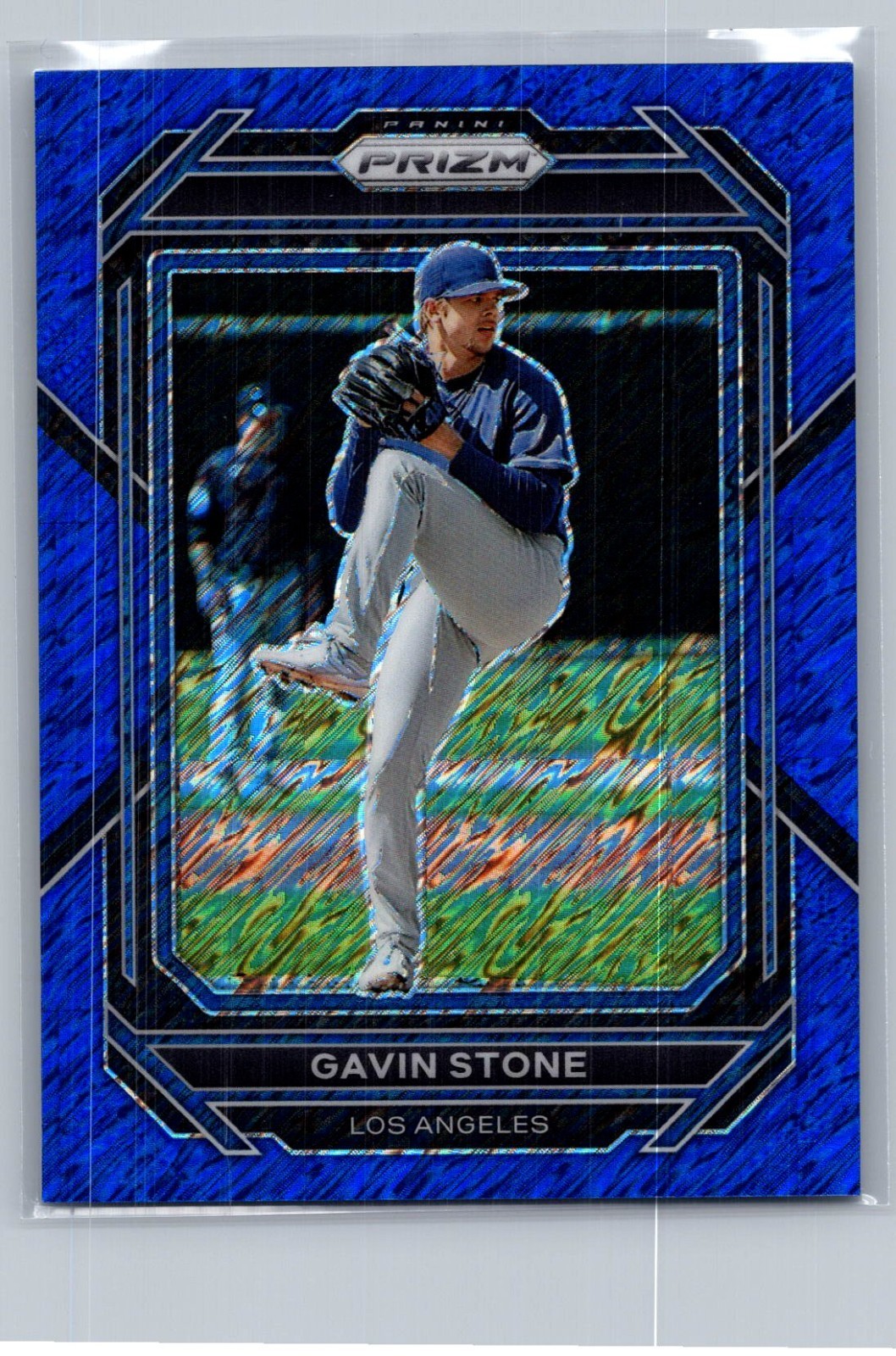 2023 Panini Prizm #156 Gavin Stone /7 Blue Shimmer Prizm