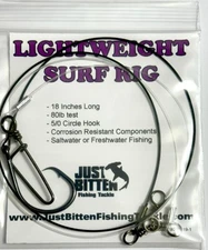 Lightweight Surf Rig Fishing Leader - 18" Long - 5/0 Circle Hook - 80lb test