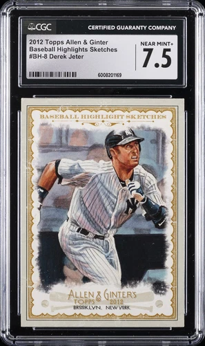 2012 TOPPS ALLEN & GINTER BASEBALL HIGHLIGHTS SKETCHES #BH-8 DEREK JETER CGC 7.5