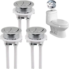 3Pcs Dual Push Toilet Flush Button Replacement 38mm Water Tank Flush Valve Set