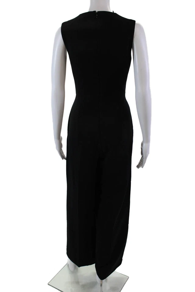 Mono plisado Banana Republic para mujer con cremallera sin mangas cuello redondo negro talla 4 Foto 3 de 4