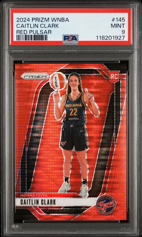2024 Panini Prizm WNBA Caitlin Clark #145 Red Pulsar /299 RC PSA 9
