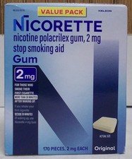 Nicorette Value Pack Original 2mg Gum 170 Pieces New Package Exp 08/2028