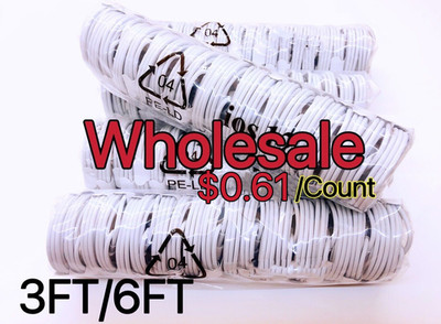Wholesale Bulk USB Cable 3Ft 6Ft For iPhone 12 11 XR 8 7 6 Plus Charger Cord Lot