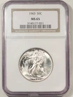 1943 WALKING LIBERTY HALF DOLLAR - NGC MS-65, WHITE!