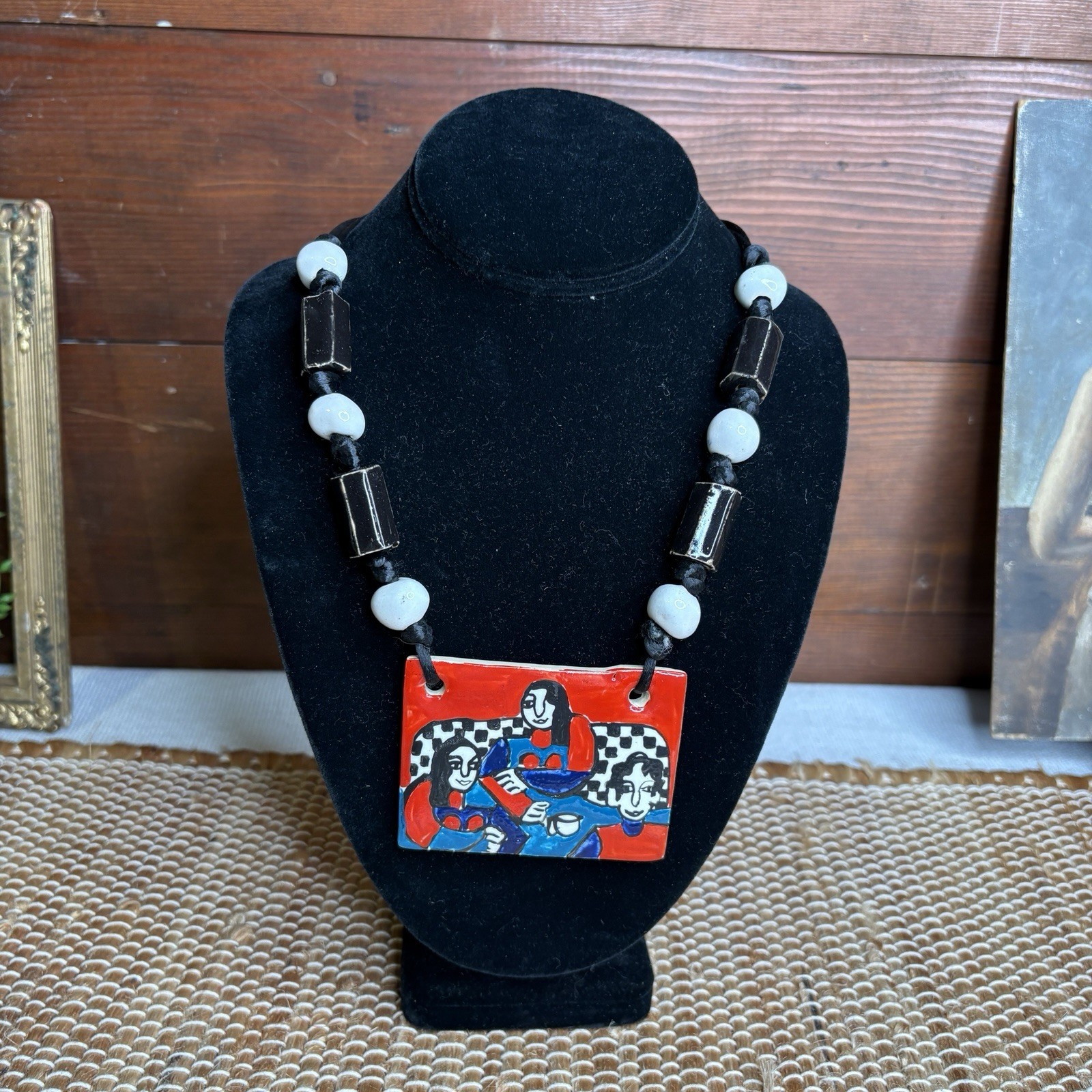 Eclectic Artist Signed Large Rectangular Ceramic … - image 1