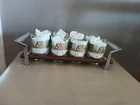 MCM VTG 8 Federal  Andes Stockholm Tumblers Glasses Roly Poly Caddy Carrier