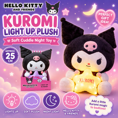 Hello Kitty ''Kuromi'' beleuchtet weiches Plüsch Kuscheltier Nachtspielzeug 25 cm Nachtlicht Geschenk