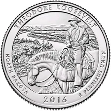 2016 P Theodore Roosevelt NP Quarter.  Uncirculated From US Mint roll.