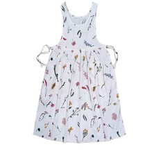 Cotton Print Pinafore Apron with Pocket, Lace-Up waist Kitchen Apron for Cooking