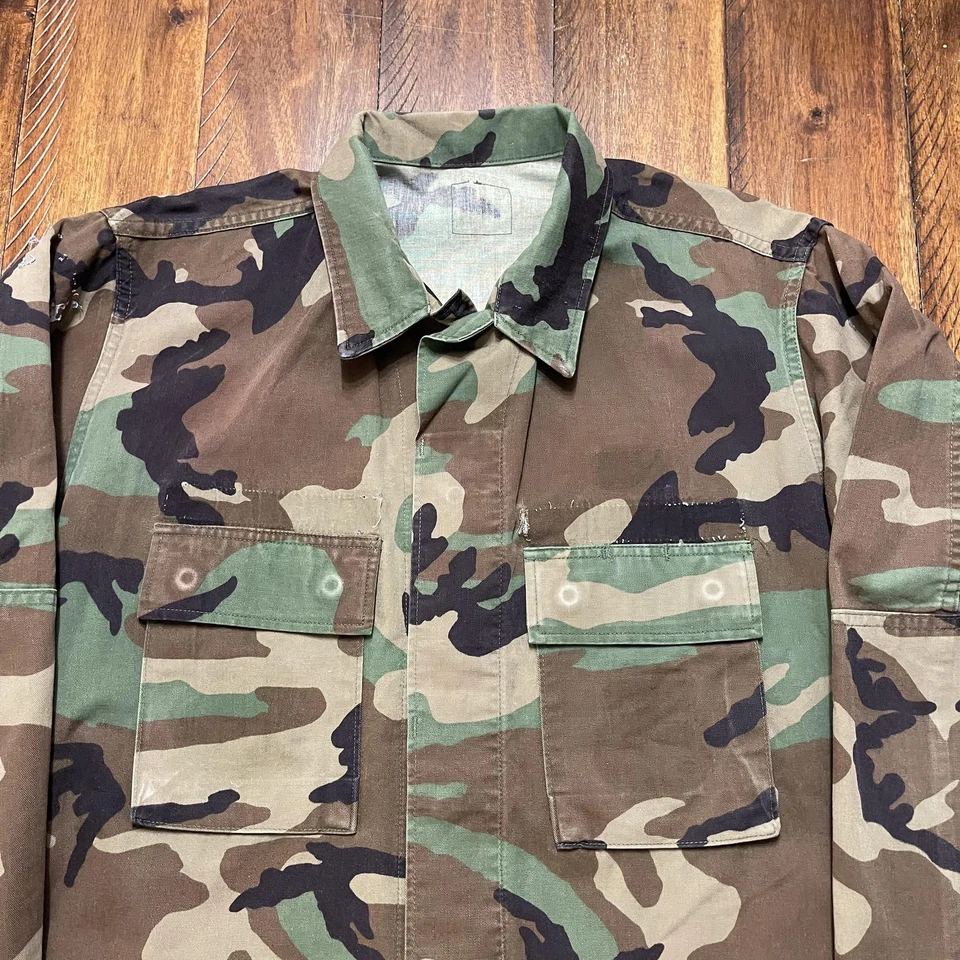 Chaqueta American Apparel BDU Para Hombres Grande Bosque Camuflaje Combate Abrigo Campo Militar Foto 3 de 4