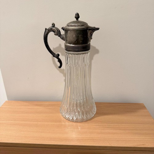 Vintage Italian Crystal Glass Silver-Plated Pitcher