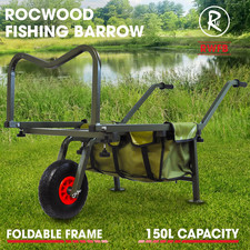 Fishing Trolley Single Wheel Folding Barrow Cart with Bag Adjustable Legs