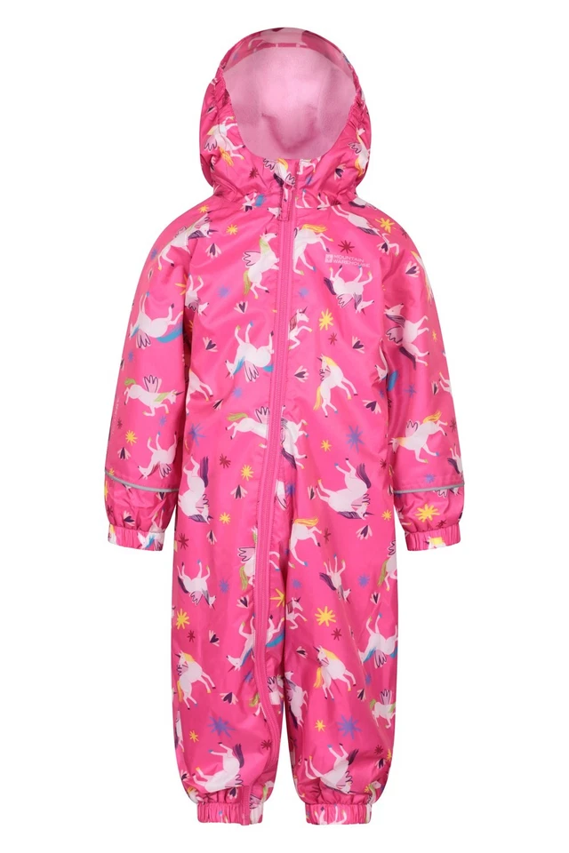 Mountain Warehouse Spright Girls Print Rainsuit Waterproof Fleece Lined Jumpsuit