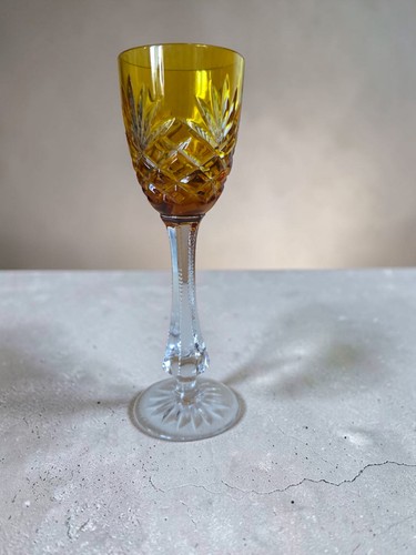 Faberge Odessa Ambe Gold Crystal Wine Glass Stamped on Bottom - 第 2/6 張圖片