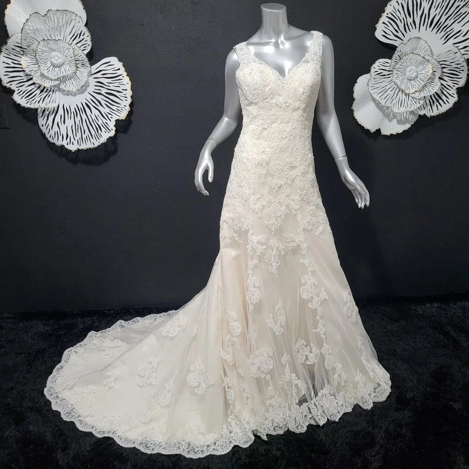 NWT~$1475~ELLA ROSA~8/10~IVORY EMBELLISHED CRYSTAL BEADED WEDDING DRESS GOWN - Image 4 of 4