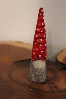 Carved Gnome head with Fly Agaric Mushroom Hat from a Shed Whitetail Antler