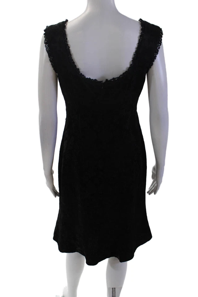 Nanette Lepore Womens Textured Floral Embroidered Scoop Neck Dress Black Size 6 - Image 3 of 4